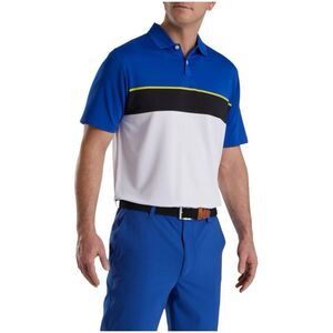 Footjoy Color Theory Lisle Knit Golf Polo Sz Large Blue White Black